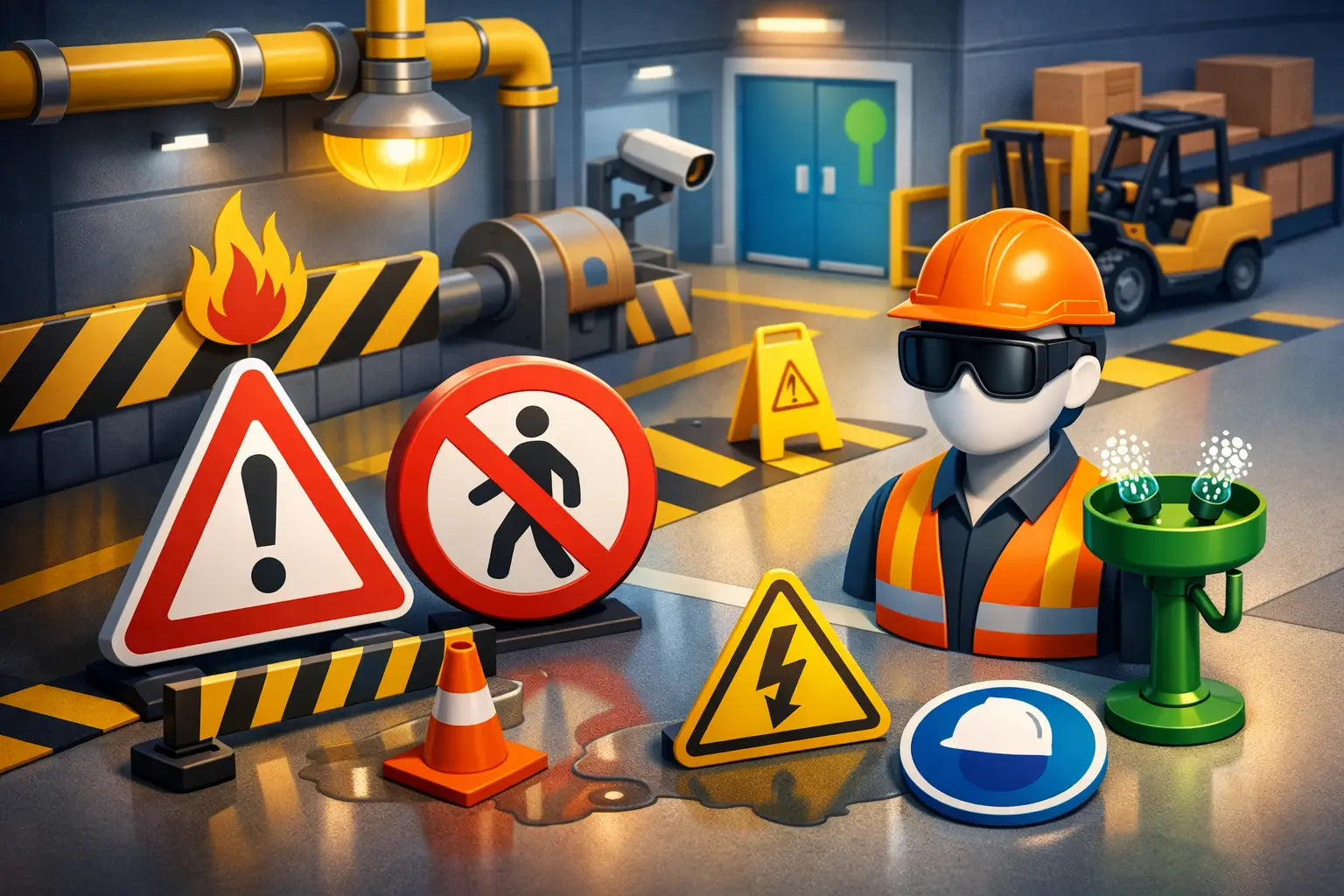 Sinalização industrial para reduzir riscos