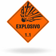 Placa Rótulo de Risco - Classe 1 - Explosivo 1.1 - 30x30 cm