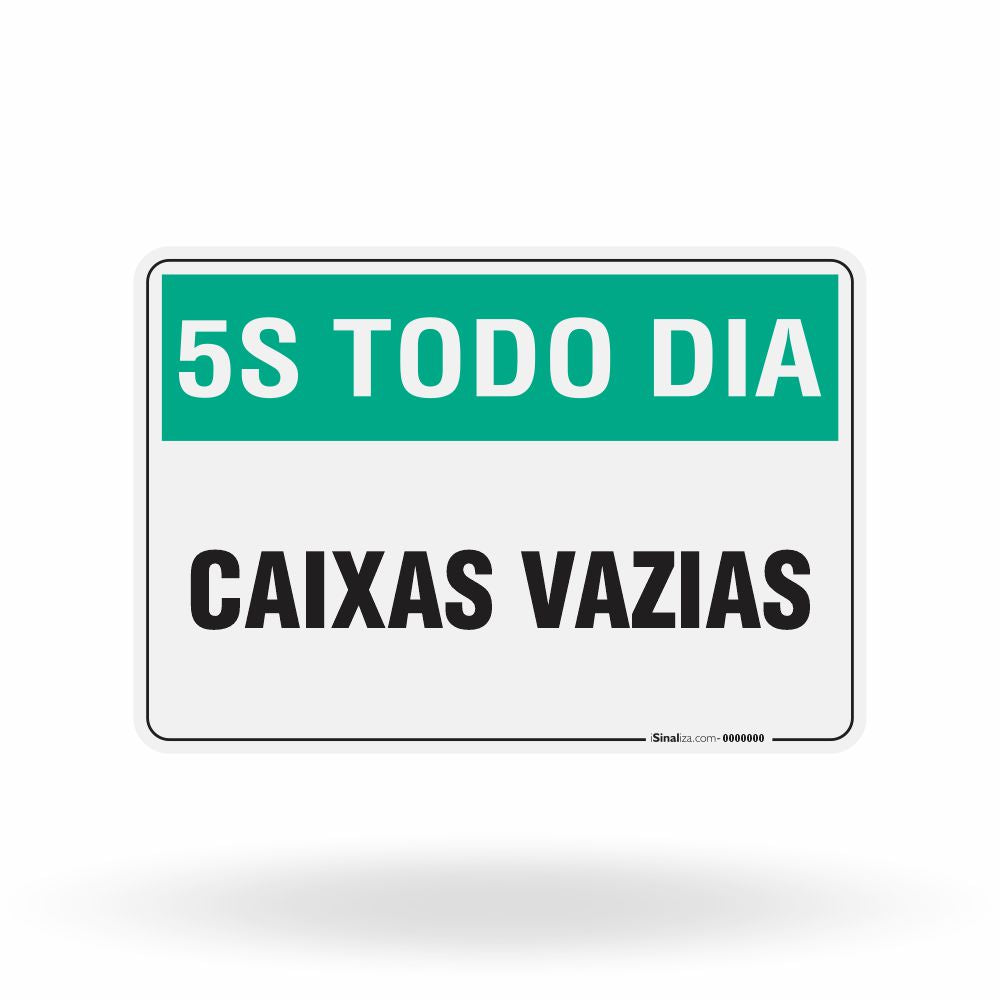 Placa 5S Todo Dia - Caixas Vazias