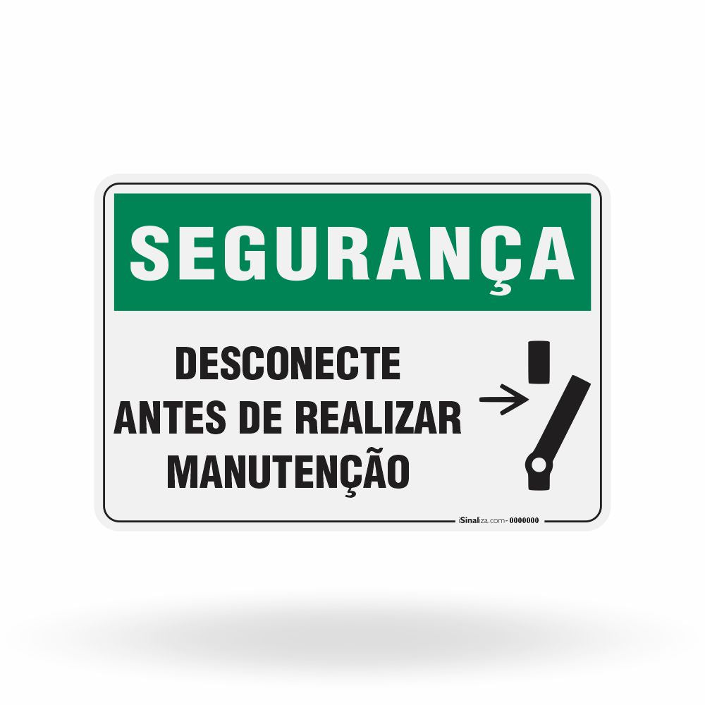 Placa Segurança - Desconecte Antes de Realizar Manutenção