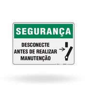 Placa Segurança - Desconecte Antes de Realizar Manutenção