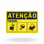 Placa Atenção - Proibido Se Movimentar de Forma Inadequada na Empilhadeira