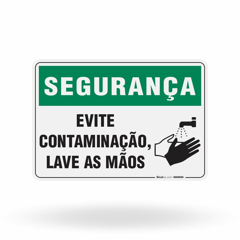Placa Segurança - Evite Contaminação Lave as Mãos