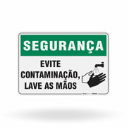 Placa Segurança - Evite Contaminação Lave as Mãos