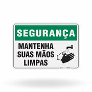 Placa Segurança - Mantenha Suas Mãos Limpas