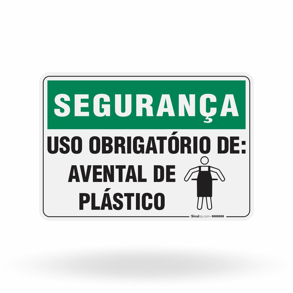 Placa Segurança - Uso Obrigatório de Avental de Plástico