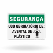 Placa Segurança - Uso Obrigatório de Avental de Plástico