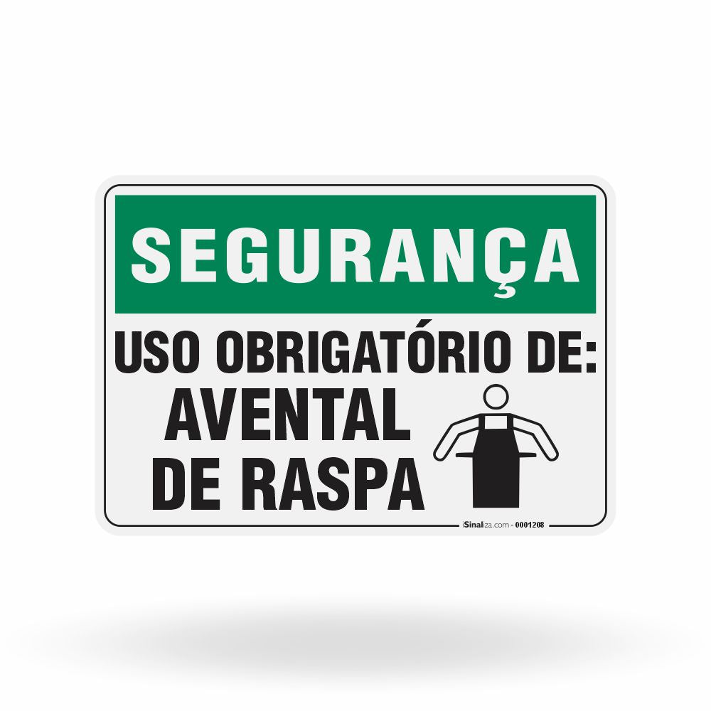 Placa Segurança - Uso Obrigatório de Avental de Raspa
