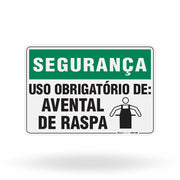 Placa Segurança - Uso Obrigatório de Avental de Raspa