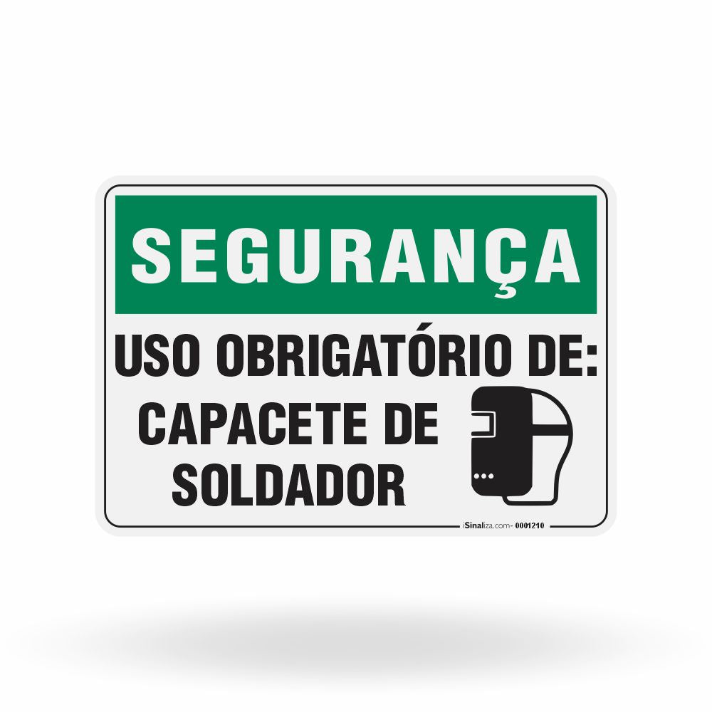 Placa Segurança - Uso Obrigatório de Capacete de Soldador