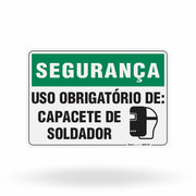 Placa Segurança - Uso Obrigatório de Capacete de Soldador