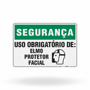 Placa Segurança - Uso Obrigatório de Elmo Protetor Facial