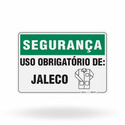 Placa Segurança - Uso Obrigatório de Jaleco