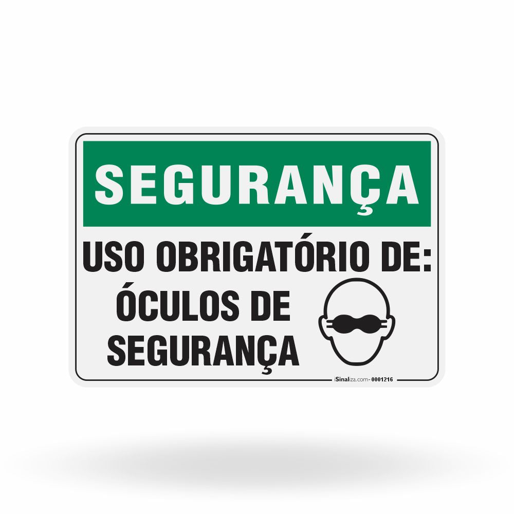 Placa Segurança - Uso Obrigatório de Óculos de Segurança