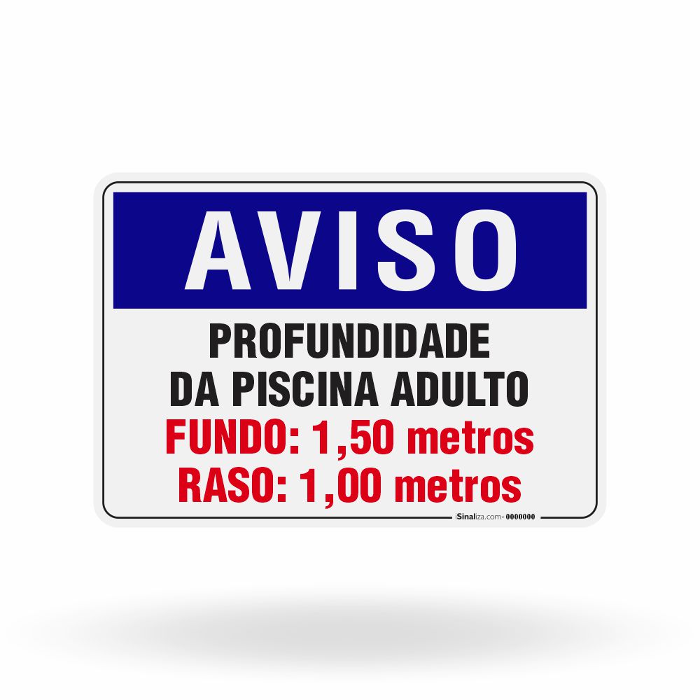 Placa Aviso - Profundidade da Piscina Adulto