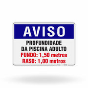 Placa Aviso - Profundidade da Piscina Adulto