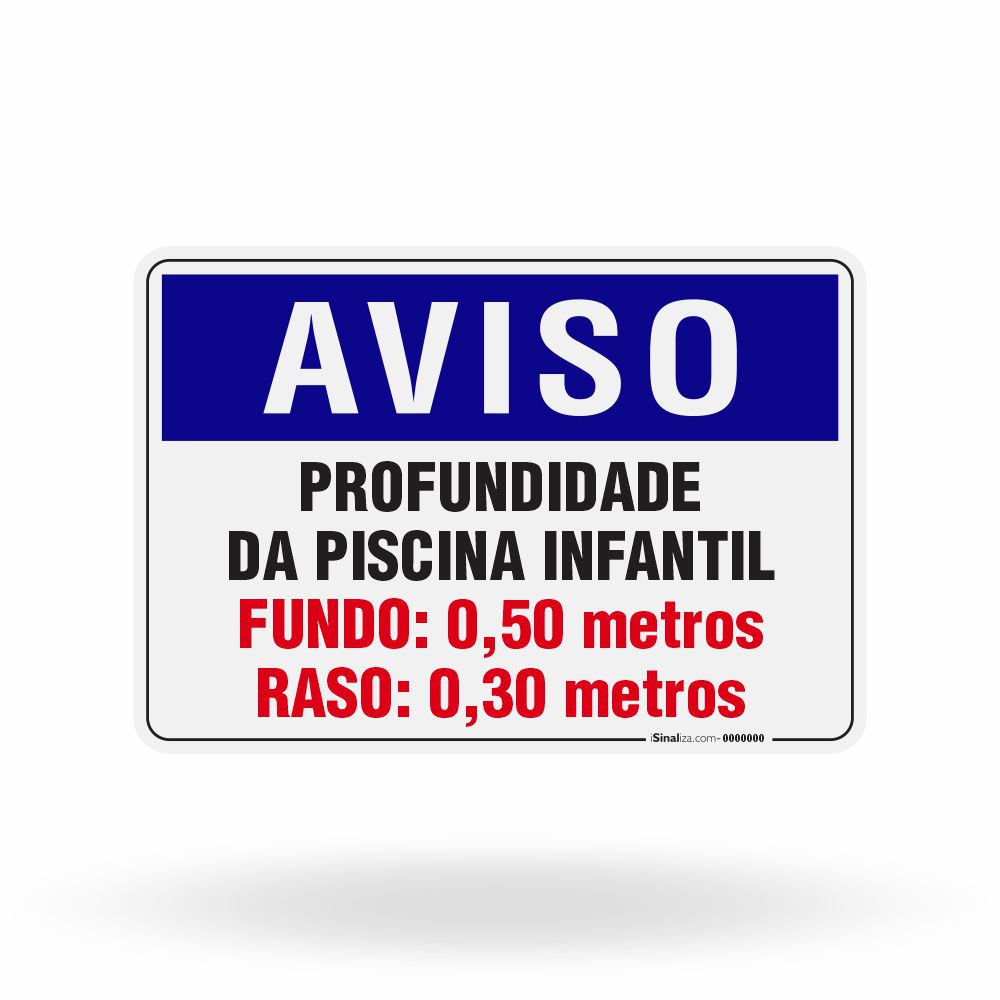 Placa Aviso - Profundidade da Piscina Infantil