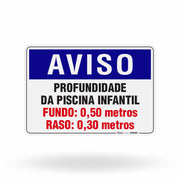 Placa Aviso - Profundidade da Piscina Infantil