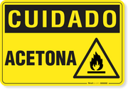 Placa Cuidado Acetona Símbolo