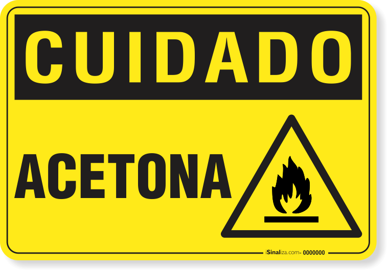 Placa Cuidado Acetona Símbolo
