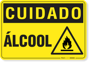 Placa Cuidado  Álcool Símbolo