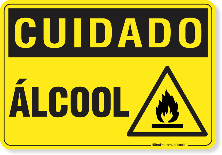Placa Cuidado  Álcool Símbolo