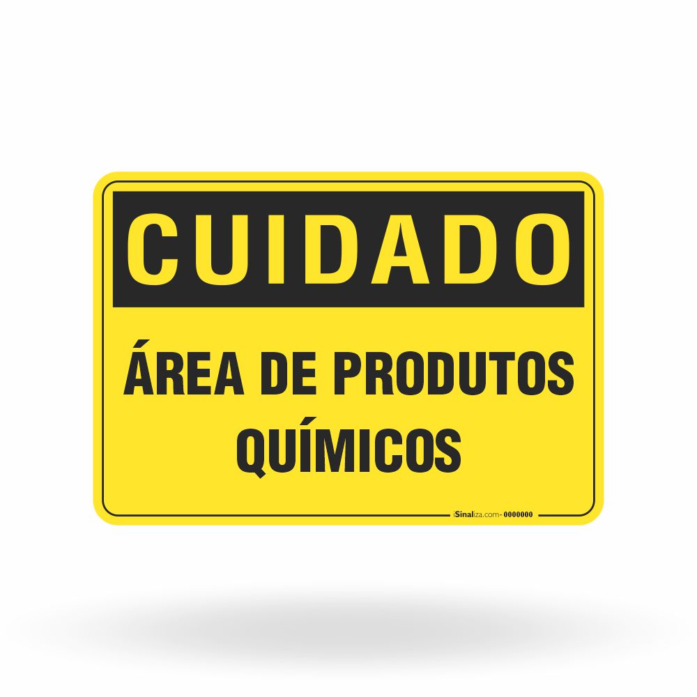 Placa Cuidado - Área de Produtos Químicos