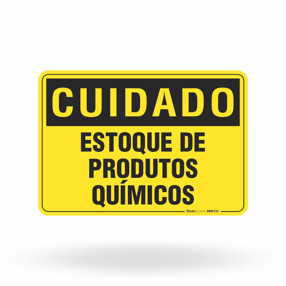 Placa Cuidado - Estoque de Produtos Químicos