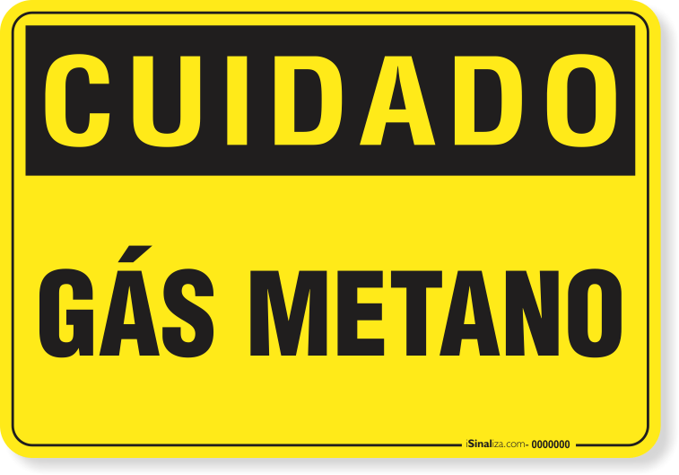Placa Cuidado  Gás Metano