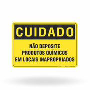 Placa Cuidado - Não Deposite Produtos Químicos em Locais Inapropriados