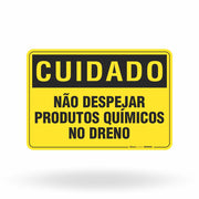 Placa Cuidado - Não Despejar Produtos Químicos no Dreno