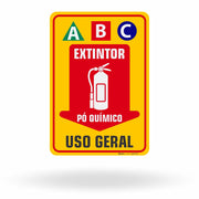 Placa Extintor ABC Pó Químico Uso Geral