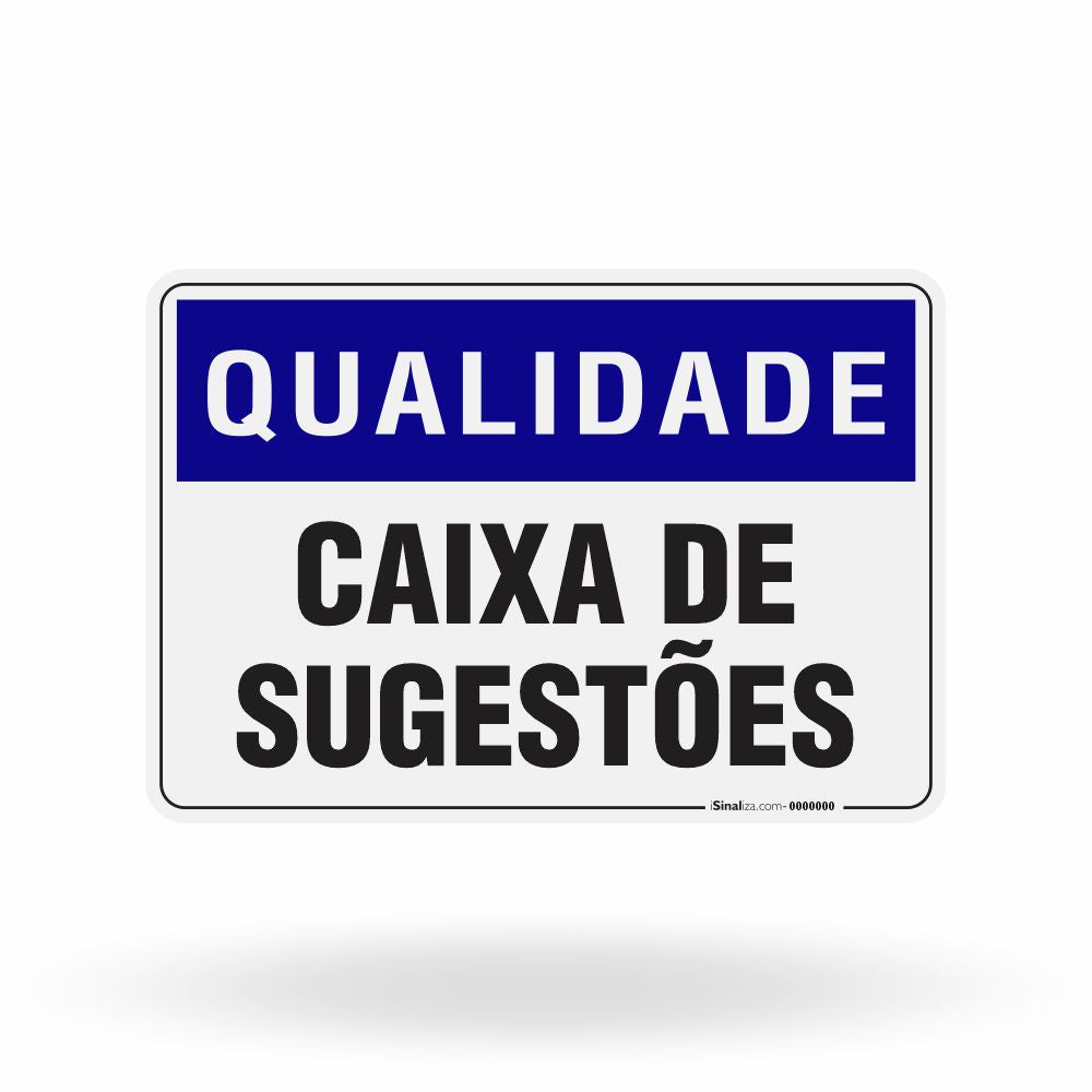 Placa Qualidade - Caixa de Sugestões