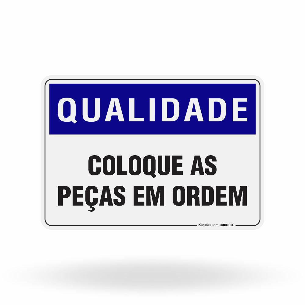 Placa Qualidade - Coloque as Peças em Ordem