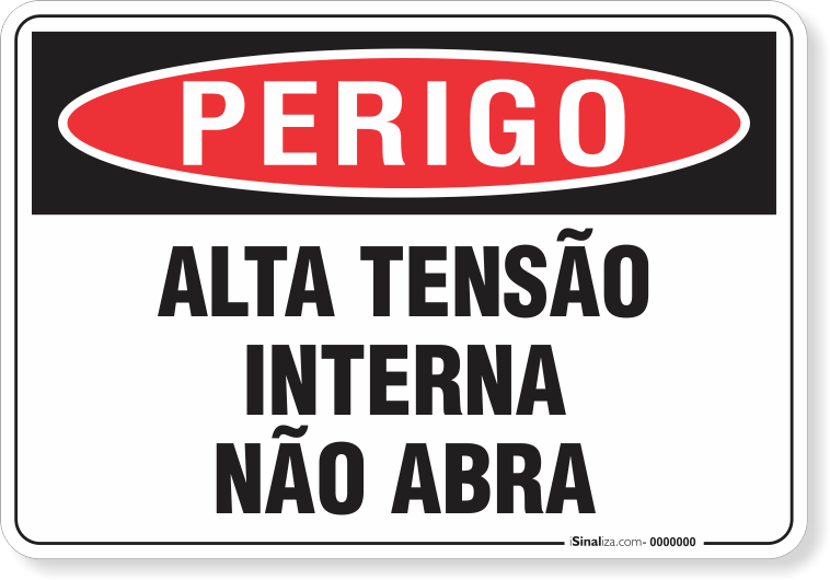 Placa Perigo Alta Tensão Interna Não Abra