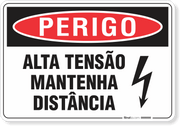 Placa Perigo Alta Tensão Mantenha Distância