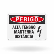 Placa Perigo - Alta Tensão Mantenha Distância