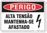 Placa Perigo Alta Tensão Mantenha-Se Afastado