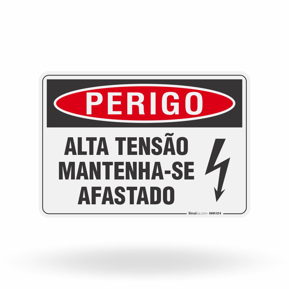 Placa Perigo - Alta Tensão Mantenha-se Afastado