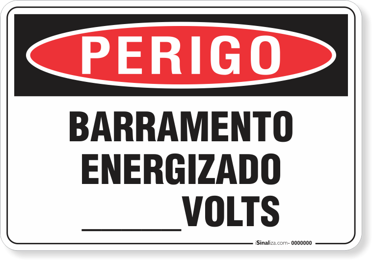 Placa Perigo Barramento Energizado Volts