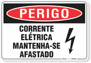 Placa Perigo Corrente Elétrica Mantenha-Se Afastado