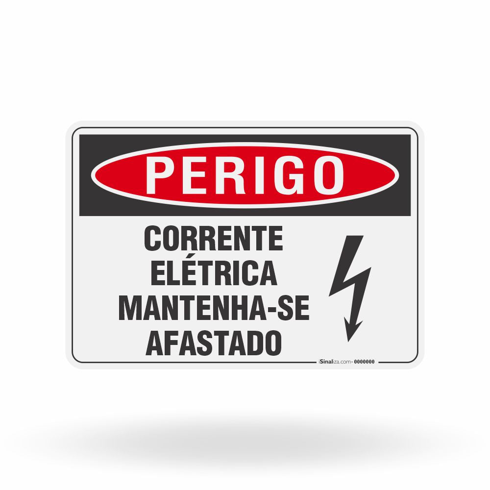 Placa Perigo - Corrente Elétrica Mantenha-se Afastado