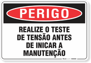 Placa Perigo Realize O Teste De Tensão Antes De Iniciar A Manutenção