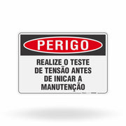 Placa Perigo - Realize o Teste de Tensão Antes de Iniciar a Manutenção