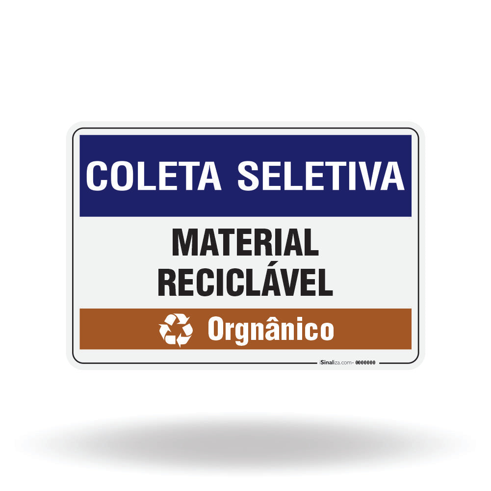 Placa Coleta Seletiva - Material Reciclável (Orgânico)