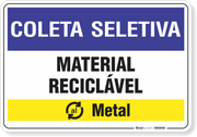 Placa Coleta Seletiva Material Reciclável Metal