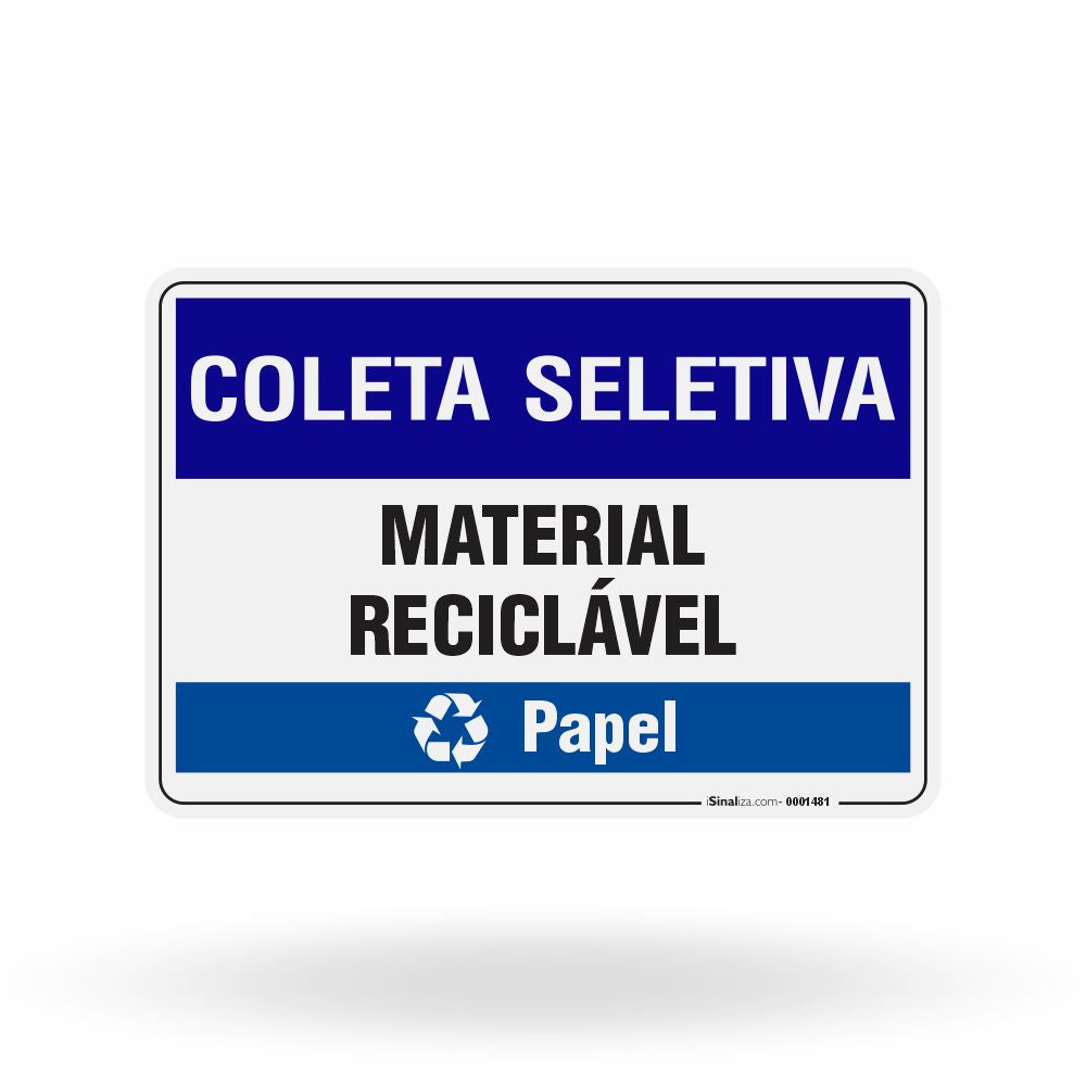 Placa Coleta Seletiva - Papel