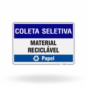Placa Coleta Seletiva - Papel