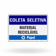 Placa Coleta Seletiva - Papel
