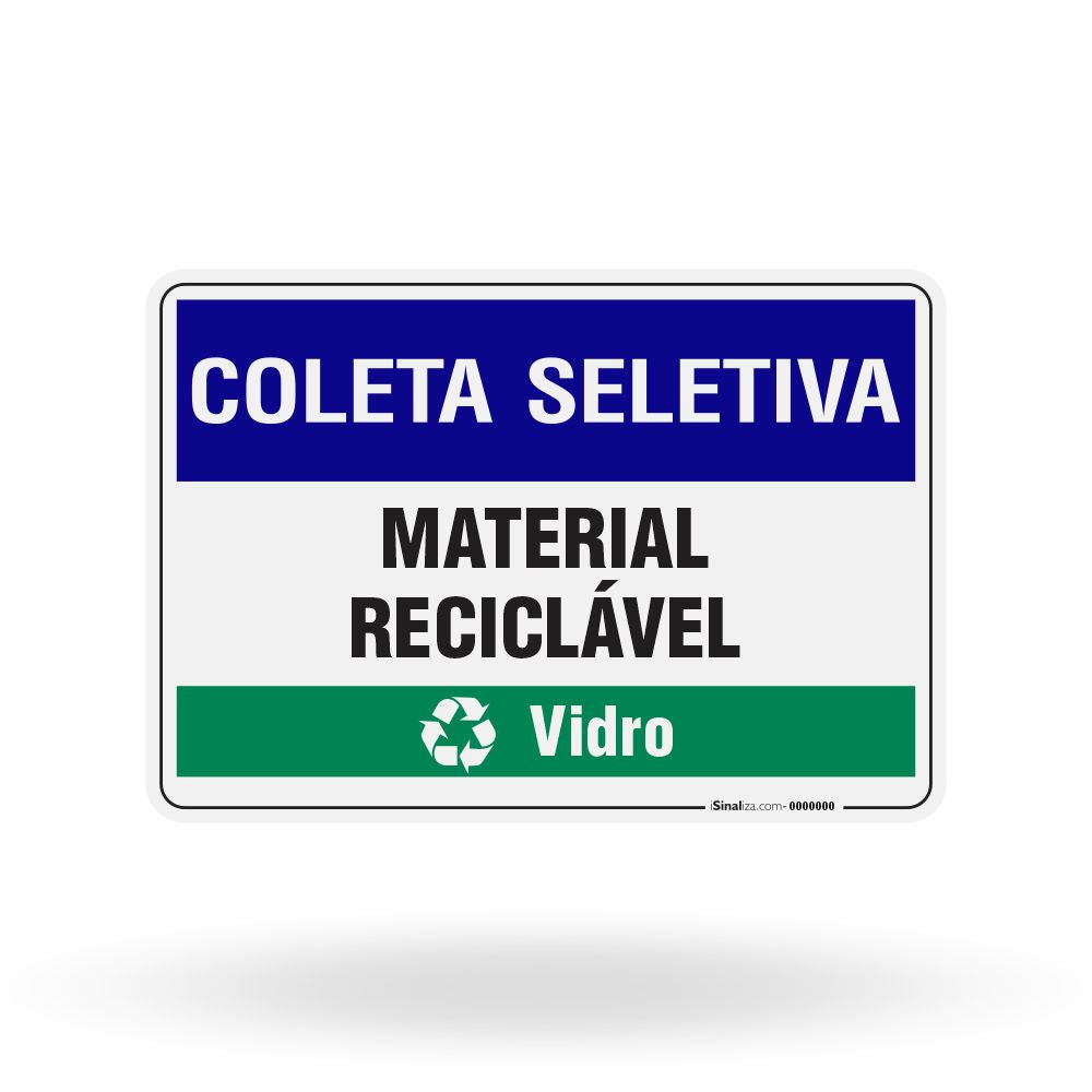 Placa Coleta Seletiva - Vidro